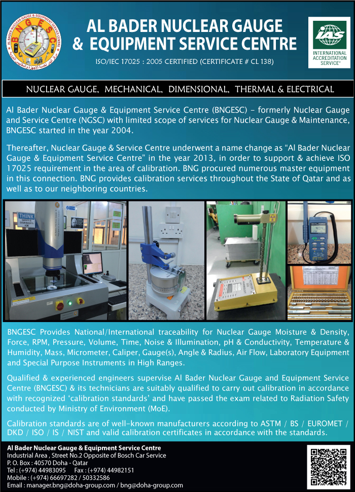 AL BADER NUCLEAR GAUGE & EQUIPMENT SERVICE CENTRE in Qatar