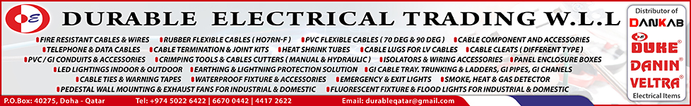 ELECTRICAL EQUIPMENT SUPPLIERS DURABLE ELECTRICAL TRADING WLL SUPPLIERS IN DOHA QATAR WSTBBA