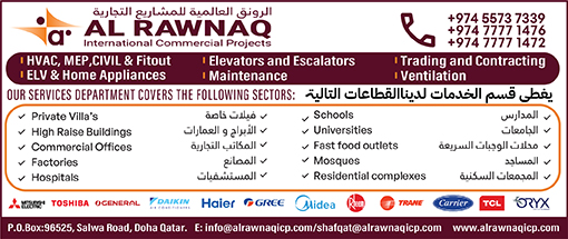 HVAC CONTRACTORS AL RAWNAQ INTERNATIONAL COMMERCIAL PROJECTS SUPPLIERS IN DOHA QATAR WEPABA