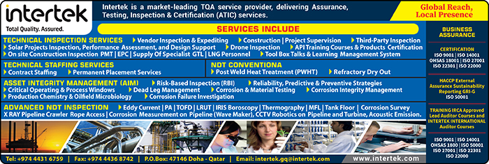 INSPECTION SERVICES INTERTEK GLOBAL INTERNATIONAL LLC SUPPLIERS IN DOHA QATAR CL1/4H