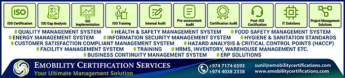 ISO CONSULTANCY & TRAINING SERVICES EMOBILITY CERTIFICATION SERVICES WLL SUPPLIERS IN DOHA QATAR CLPL