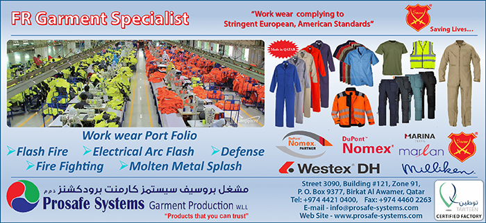SAFETY EQUIPMENT AND CLOTHING PROSAFE SYSTEMS GARMENT PRODUCTION WLL SUPPLIERS IN DOHA QATAR