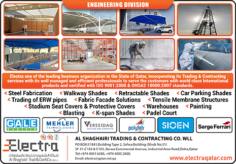 TENSILE MEMBRANE STRUCTURES ELECTRA - AL SHAGHAIRI TRADING & CONTRACTING CO WLL (ENGINEERING DIV) SUPPLIERS IN DOHA QATAR CL2H