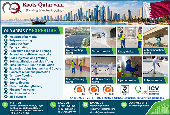 WATERPROOFING CONTRACTORS & SERVICES ROOTS QATAR WLL ( PAINTING & WATERPROOFING DIV ) SUPPLIERS IN DOHA QATAR CL1/2H